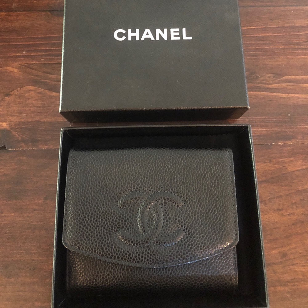 New Chanel Vintage Caviar Wallet- Black